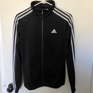 Black Adidas 3 Stripe Zip Up Track Jacket